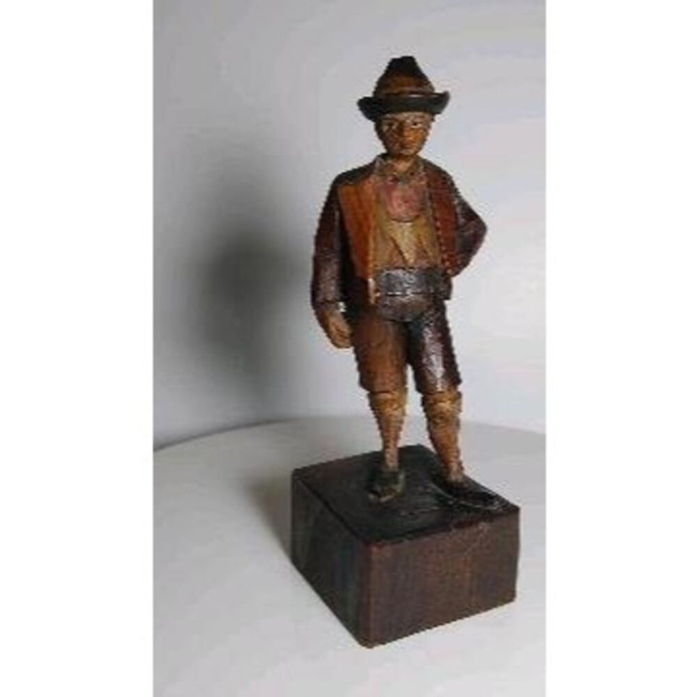 ANRI Vintage Hand-Carved Wood Figurine Folk Art Man Bavarian Decor 4.5" Italy